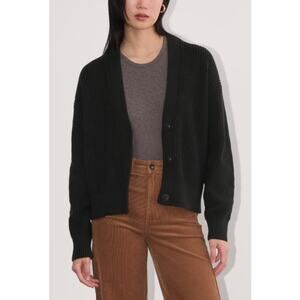 Everlane 'The Boxy' Organic Cotton V Neck Black Cardigan Size M